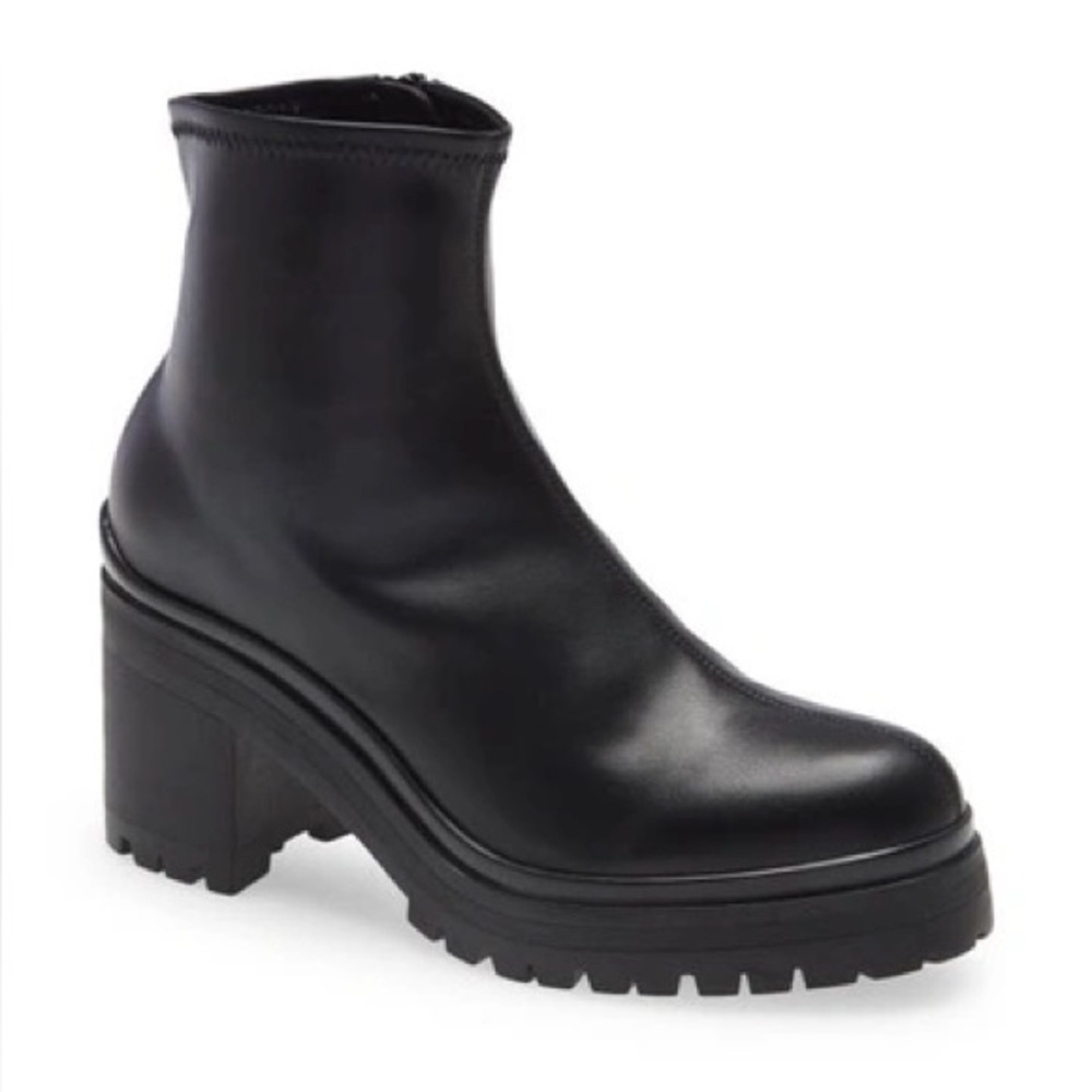 JEFFREY CAMPBELL Tacked Bootie In Black Stretch Punk Goth Platform 9